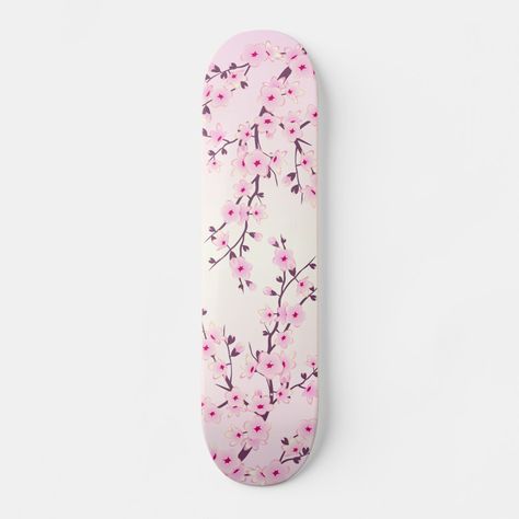 Cute Skateboards, Skate Bord, Painted Skateboard, Longboard Design, Custom Skateboards, Cool Skateboards, Skateboard Wheels, Skateboard Design, Pink Cherry