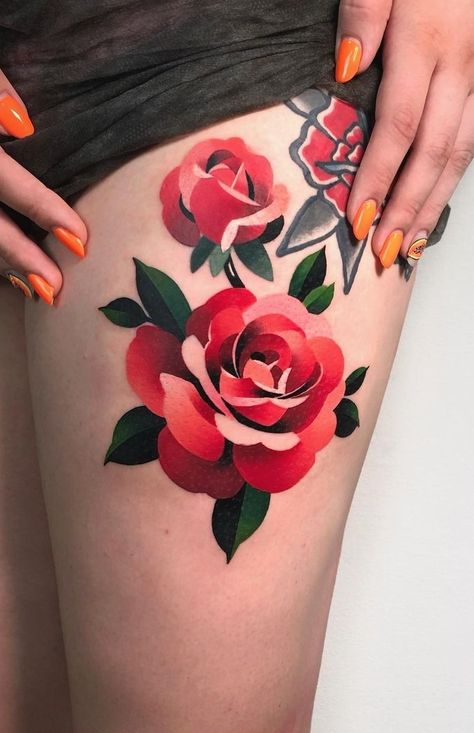 Colored Tattoo Design, Tatuaje A Color, Tattoo Designs For Men, Rose Tattoo Design, Tattoo Feminina, Tattoo Designs And Meanings, Best Tattoo Designs, Cover Up Tattoos, Flower Tattoo Designs