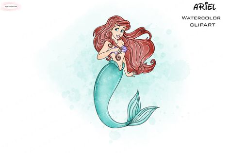 Ariel Clipart, Ariel Watercolor, Princess Watercolor, Minnie Mouse Clipart, Mermaid Watercolor, Princess Clipart, Mermaid Clipart, Scrapbook Images, Ariel Disney