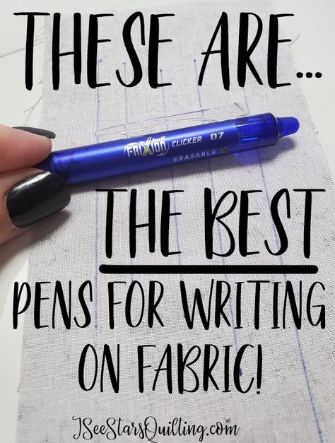 The BEST Fabric Marking Pens! Check out this post where I'm giving you a review of my favorite trick in the sewing room currently. Its a review on a fabric writing pen. I've included a video and everything for you to truly see how they work! Writing On Fabric, Fabric Pens Ideas, How To Print Words On Fabric, Fabric Painting Techniques Cloths, How To Paint On Fabric, Transfer Writing To Fabric, Cricut Washable Fabric Pen, Write On Fabric, Fabric Marker Ideas