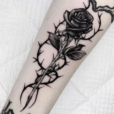 40 Rose with Thorns Tattoos with Meaning | Art and Design Intricate Tattoo Men, Thorn And Rose Tattoo, Rose And Thorns Tattoo, Men Wolf Tattoo, Thorn Rose Tattoo, Rose With Thorns Tattoo, Attractive Tattoos, Rose With Thorns, Thorns Tattoo