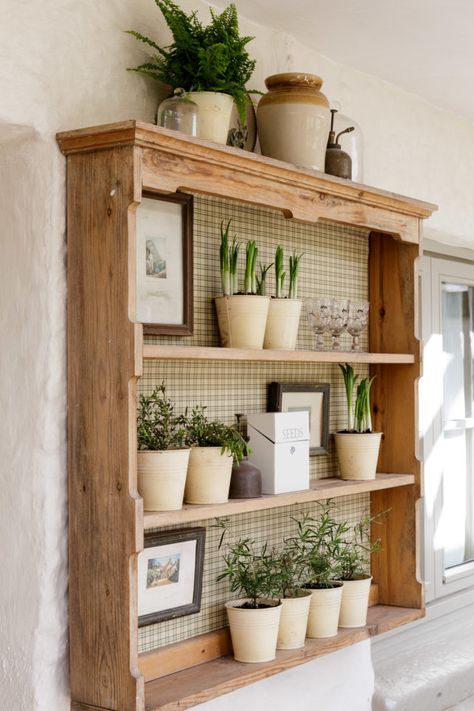 Gallery - Gunwalloe Cottages Cottage Core Floating Shelf, Cottage Wall Shelves, Cheap House Improvements, Curio Shelf Ideas, Cottage Core Shelf, Cottage Core Shelves, Cottage Shelving, Inside A Cottage, Cottage Shelves