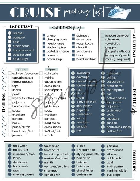 cruise packing list template Cruise Packing List For Women, What To Pack For A Cruise, 7 Day Cruise Packing List, Cruise Must Haves, Cruise Outfits For Women, Cruse Ship, Cruise Packing List Caribbean, Cruise Packing Checklist, Cruise Checklist