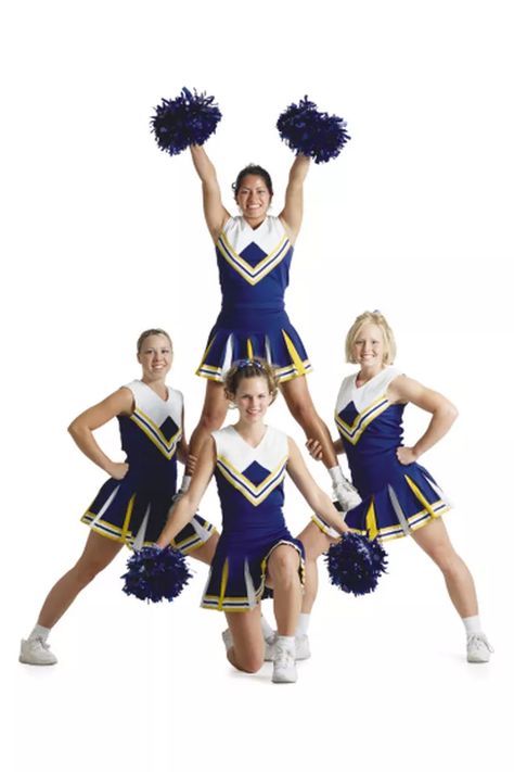 Easy Cheer Stunts, Cheerleading Routine, Cheerleading Chants, Easy Cheers, Cheer Pyramids, Youth Cheerleading, Gym Poses, Cheerleading Pyramids, Cheerleader Uniforms