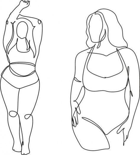 Body Positive Line Art Drawing, Big Body Drawing, Plus Size Line Art, Curvy Body Line Art, Body Positive Drawing, Body Positive Line Art, Aesthetic Marketing, Body Gestures, Body Outline