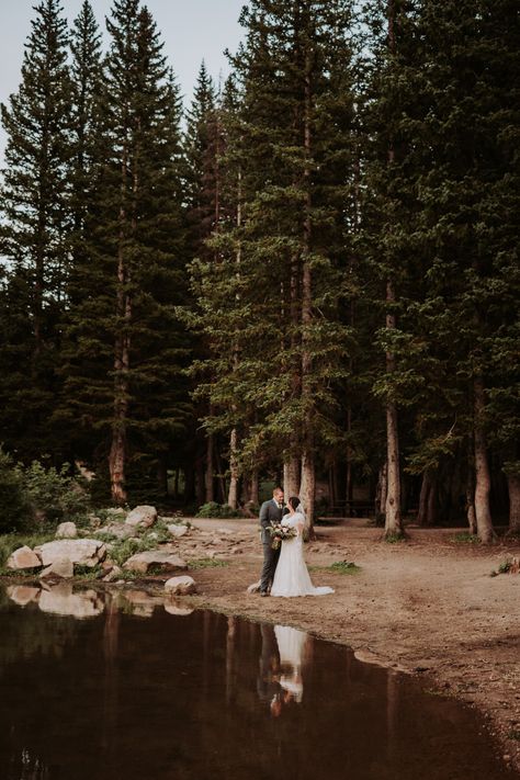 Tony Grove Lake Utah, Big Bear Lake Wedding, Mountain Wedding Utah, Mountain Lake Elopement, Lake Wedding Aesthetic, Utah Mountain Wedding, Mountain Lake Wedding, Lakeside Elopement, Eloped Wedding