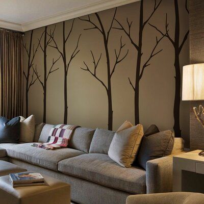 Tree Wall Painting, Nature Silhouette, Room Murals, Wall Decals Living Room, Wall Colours, Living Room Murals, Tree Branch Wall, Tree Wall Murals, Tree Decals