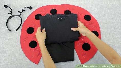 How to Make a Ladybug Costume (with Pictures) - wikiHow Ladybug Costume Kids, Toddler Ladybug Costume, Baby Ladybug Costume, Ladybird Outfits, Flower Costume Diy, Antennae Headband, Diy Butterfly Costume, Ladybug Wings, Diy Baby Costumes