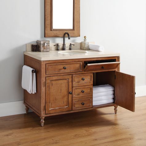 James Martin 300-V48-DRP Copper Cove 48" Single Vanity | QualityBath.com Primitive Bathrooms, Rustic Bathroom Vanities, Wood Bathroom Vanity, Dresser Vanity, Bathroom Red, James Martin, Rustic Bathrooms, Vanity Ideas, Bathroom Collections