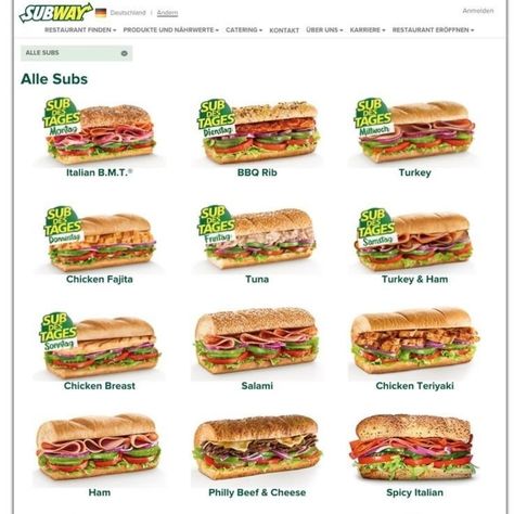 Taken from stashally user @BeYou. Which is your favourite? I like the grilled chicken breast with lots of veggies! Homemade Subway Sandwich Ideas, Vegetarian Subway Sandwiches, Subway Subs Ideas, Subway Sandwich Ideas Copycat Recipes, Subway Menu Sandwiches, Homemade Subway Sandwich, Subway Sandwich Order Ideas, Subway Order Ideas, Best Subway Sandwich Ideas