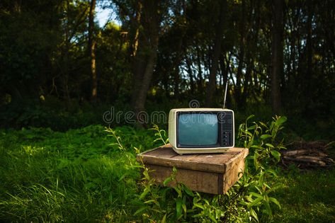 Cinematic Forest, Tv Girl, Old Computers, Vintage Tv, Tv Girls, Dreamy Art, Old Tv, Green Grass, Awesome Art