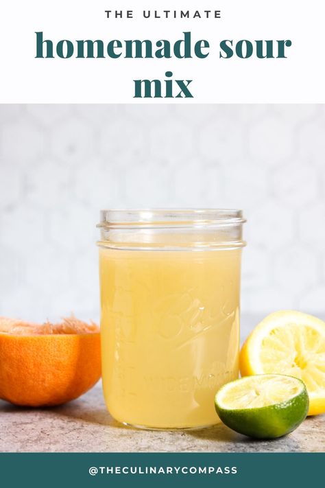 Wondering how to make sweet and sour mix? It only takes a few ingredients to make your new go to homemade sour mix. Sweet And Sour Mix Recipe, Homemade Sweet And Sour Mix, Homemade Sour Mix, Sour Drink, Homemade Mixes, Make Simple Syrup, Bourbon Drinks, Sour Mix, Pisco Sour