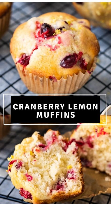 Healthy Cranberry Muffins, Cranberry Lemon Muffins, Cranberry Recipes Healthy, Fresh Cranberry Muffins, Lemon Cranberry Muffins, Cranberry Recipes Muffins, Lemon Muffin Recipes, Yogurt Muffins, Rasa Malaysia