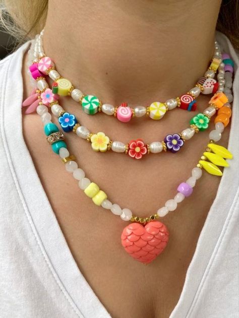 Multicolor Necklace Jewelry, Necklaces Beach, Necklaces Flower, Necklaces Summer, Necklaces Layering, Summer Necklaces, Pop Jewelry, Necklaces Gift, Women Necklaces