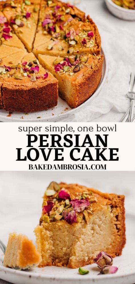 Persian Love Cake Recipe With Almond Flour, Love Cake Recipe, Persian Love Cake, Almond Crust, Creamy Yogurt, Persian Food, Baking Sweets, Love Cake, Gluten Free Baking