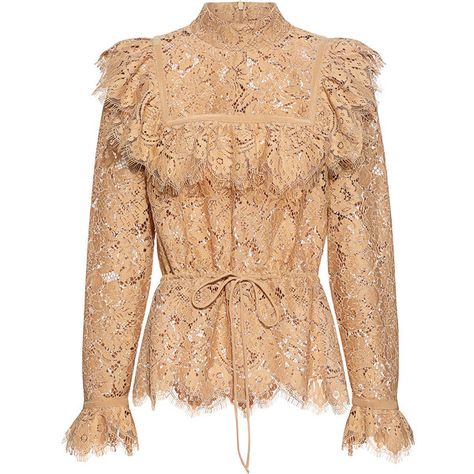 Ganni - Jerome High Neck Floral Lace Top (26790 RSD) ❤ liked on Polyvore featuring tops, blouses, shirts, floral lace top, victorian lace blouse, high collar blouse, floral lace blouse and floral tops High Neck Lace Blouse, Beige Lace Top, Blouse High Neck, High Neck Lace Top, Victorian Shirt, High Collar Blouse, Scalloped Blouse, High Collar Shirts, Ganni Dress