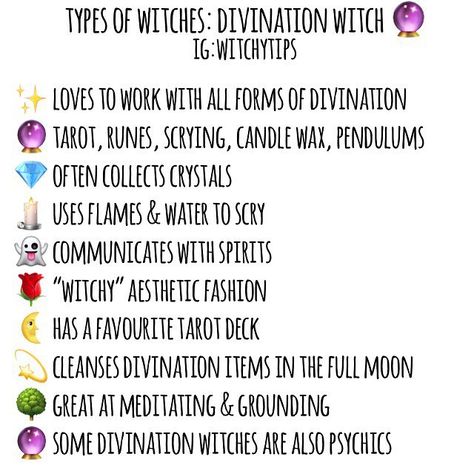 🔮 DIVINATION WITCH 🔮 A witch who is skilled in practicing all forms of divination. They usually have a preferred method but tarot cards are… Types Of Witchcraft, Types Of Witches, Divination Witch, Divination Methods, Grimoire Book, Which Witch, Wiccan Spell Book, Eclectic Witch, Witchcraft For Beginners