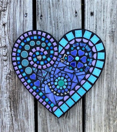 Heart Mosaics, Mosaic Ornaments, Heart Mixed Media, Mosaic Hearts, Mosaic Mural, Mosaic Stepping Stone, Mosaic Tables, Stained Glass Heart, Mosaic Furniture