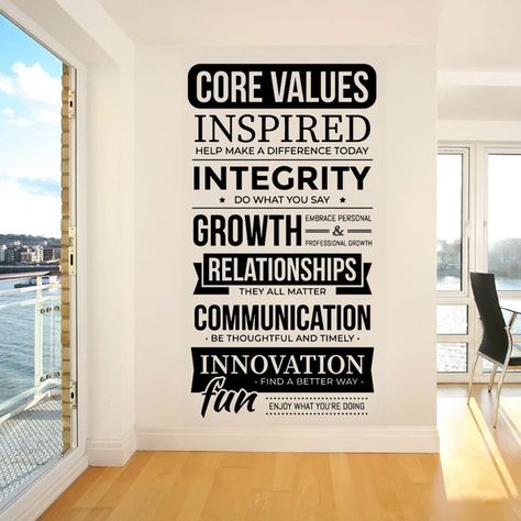 Core Values Wall Quote Decals Decor Company Modern Office Wall Stickers Conference Room Self-adhesive Vinyl Window Murals Y356 - Wall Stickers - AliExpress Core Values Wall, Company Culture Wall, Office Wall Stickers, Values Wall, Text Cloud, Office Wall Graphics, Corporate Values, Office Wall Design, Window Mural