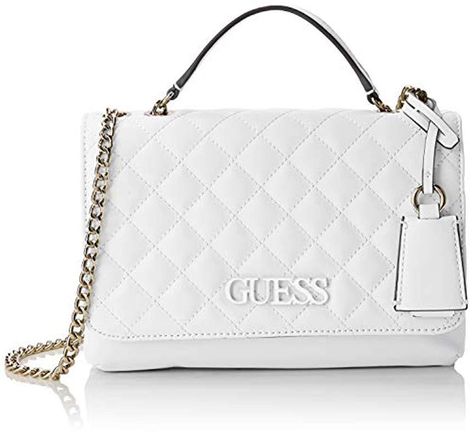 Elliana Cnvrtble Xbody Flap Cross-body Bag - White - Guess Shoulder bags Guess White Bag, White Guess Bag, White Shoulder Bag Outfit, Bags Guess, Shoulder Bag Outfit, Bag Guess, Guess Shoulder Bag, White Shoulder Bags, My Style Bags