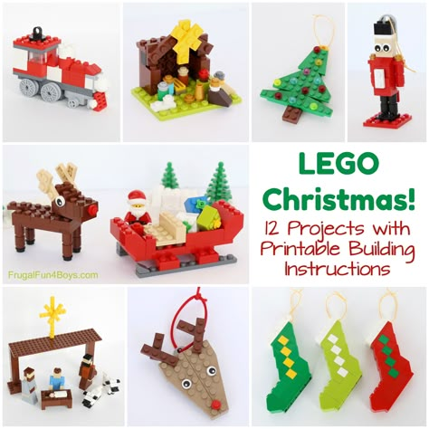 Christmas Projects to Build with LEGO® Bricks – Printable Building Guide – Frugal Fun For Boys and Girls Lego Christmas Ornaments, Lego Ornaments, Christmas Lego, Lego Christmas Village, Lego Christmas Tree, Lego Advent, Printable Christmas Coloring Pages, Lego Christmas, Lego Diy