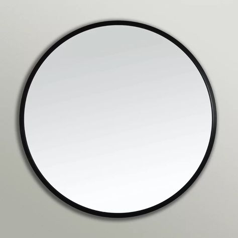 Black Round Mirrors You'll Love in 2020 | Wayfair Oversized Round Mirror, Mirror Background, Black Round Mirror, Guest Bathroom Renovation, Matte Black Faucet, Circle Mirror, Bathing Beauty, Hearth Room, Spa Decor