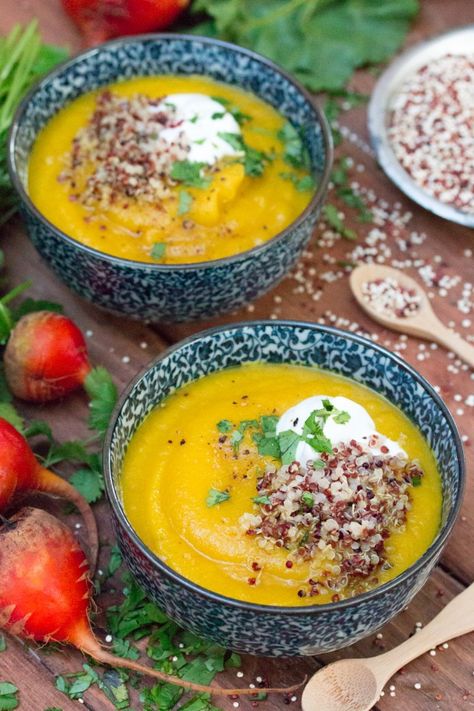 Golden Beet & Apple Soup 1 Cooking Stone, Apple Soup, Golden Beets, Beet Recipes, Fall Soups, Whole Foods Market, How To Cook Quinoa, Whole Foods, Gumbo