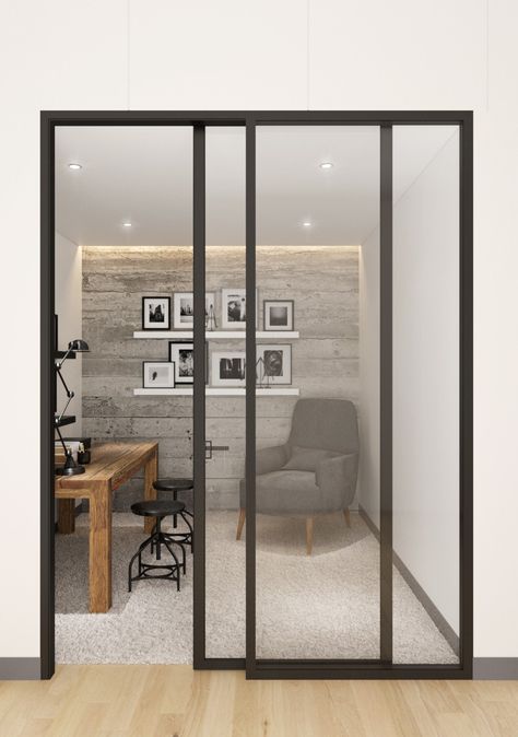 Private Office Doors, Linen Organization, Dividing Rooms, Glass Wall Office, Corporate Interior Design, Minimalist Home Office, Open Space Office, Small Space Office, Small Home Offices