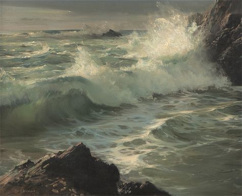 Crashing Waves Aesthetic, Peter Ellenshaw, Waves On Rocks, Regulus Black Aesthetic, Waves Crashing On Rocks, Art Igcse, Aesthetic Marauders, Waves Aesthetic, Art Final