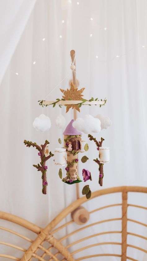 WyldSoulCo | Handcrafted Nursery Mobiles | Custom order goodness ✨ Based on Tangled, the customer wanted no characters but just the colours of the movie and woods. It features… | Instagram Nursery Mobiles, Sun Symbol, Nursery Room Design, Bits And Pieces, Room Setup, The Tower, Baby Things, Nursery Themes