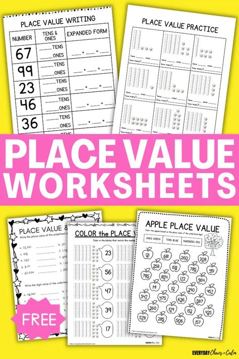 Free Printable Place Value Worksheets Understanding Place Value, Third Grade Math Worksheets, Place Value Activities, Math Enrichment, Place Value Worksheets, 3rd Grade Math Worksheets, Math Place Value, 2nd Grade Math Worksheets, Learning Support