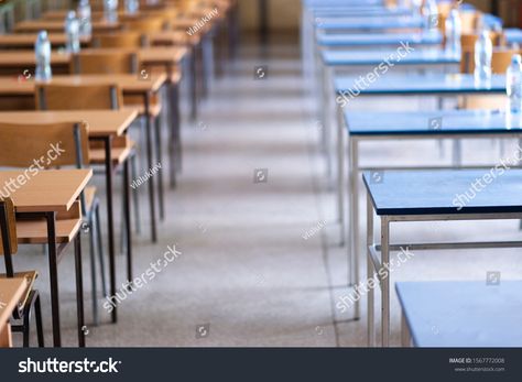 Exam examination room or hall set up ready for students to sit test. multiple desks tables and chairs. Education, school, student life concept. #Ad , #ad, #students#ready#test#sit Examination Room, Psychology Quiz, Student Chair, Education School, Tables And Chairs, Table And Chair, Mockups Design, Student Life, Mockup Design