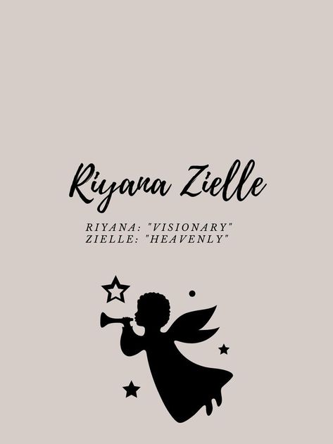 Riyana Zielle means that whoever possesses the name will always be curious and growth oriented, while also being as peaceful and calm as the heavens allowing her to achieve whatever she desires, as Riyana means "visionary" and Zielle means "Heavenly." Bible Baby Names, Meaningful Baby Names, Female Character Names, Girl Names With Meaning, Rare Baby Names, Muslim Baby Names, Unique Girl Names, Sweet Baby Names