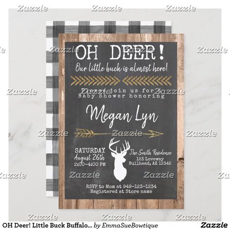 Baby Shower Chalkboard, Plaid Baby Shower, Deer Baby Shower Invitations, Deer Theme, Hunting Baby, Deer Baby Showers, Deer Gifts, Boy Shower Invitations, Deer Baby