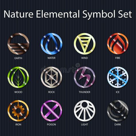 12 Elements Of Nature, Light Element Symbol, Elementals Character Design, Poison Power Magic, Elemental Powers Art, Nature Elements Illustration, Prowler Symbol, Elemental Powers Magic, 5 Elements Of Nature Illustration