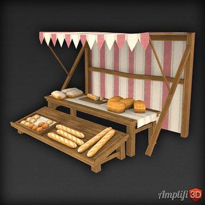 Market Tent, Medieval Market, How To Store Bread, Low Poly Games, Market Stall, Image 3d, Ios Design, Market Stalls, 3d Modelling