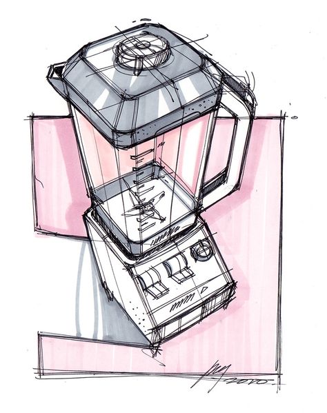 Sketching Industry Design Sketch, Blender Product Design, Blender Drawing, Blender Illustration, Product Design Sketch, Product Sketching, Girly Illustration, Product Sketches, Marker Sketch