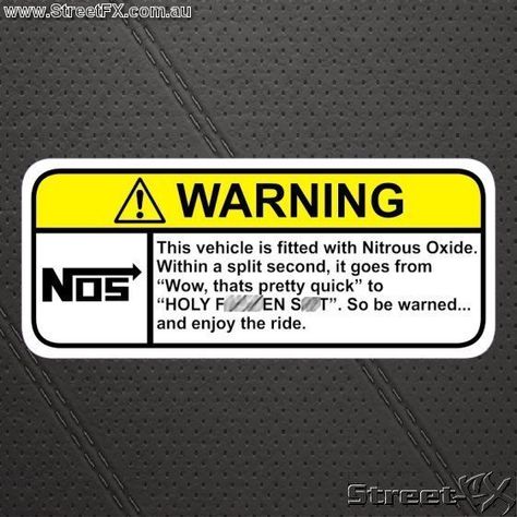 NOS Warning Sticker for Nitrous Oxide N2O ZEX ZX bottle Chevy Tattoo, Chuck Norris Jokes, Nitrous Bottle, Car Sticker Ideas, Cool Car Stickers, Honda Scooters, Warning Sticker, Breathing Problems, Car Memes