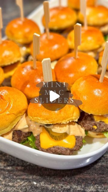 Taghrid Ahmad on Instagram: "Mini Mac sliders! All the flavours of a Big Mac, but mini! My kids asked for them 3x in one week 🤣 excuse the super rushed reel everyone was punching on in the back while the athaan was going off 🙊 here is the recipe! Enjoy x  Mini Mac Sliders  Makes 20 mini (x2 packs of mini brioche)  1kg premium beef mince @akarmeats  Salt & Pepper  5 slices of burger cheese, cut into 4  Sliced pickles  Lettuce   Big Mac Sauce - make this in advance, taste better & texture will improve!  1 cup good quality whole egg mayonnaise  2 tablespoons tomato sauce  1 tablespoon mustard  1 tablespoon pickle juice  1/2 small finely chopped onion 3 dill pickles , finely chopped  1 teaspoon sweet paprika 1 teaspoon garlic powder  1 teaspoon onion powder Salt & Pepper  Combine sauce ingre Small Burgers, Tiny Hamburgers, Mini Cheese Burgers, Mini Slider, Sides For Cheeseburgers, Mini Burger Sliders, Slider Burgers, Mini Burgers Party, Mini Burgers Recipe