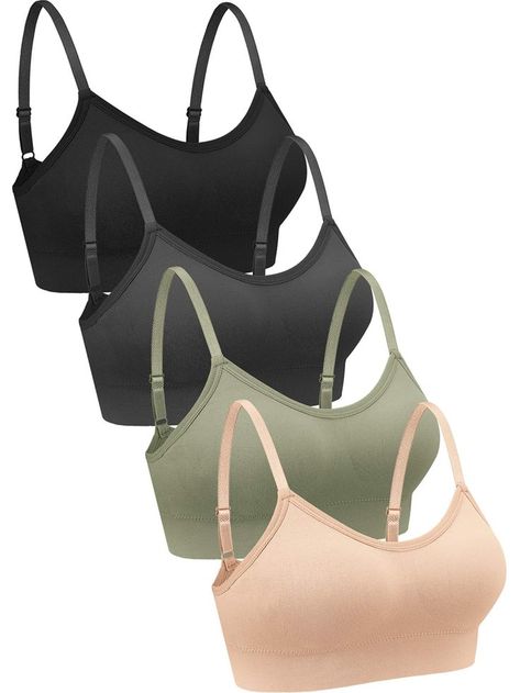 4 Pieces Neck Bralettes Wireless Cami Bra Tank Top Bra Sports Bra for Women Girls Tank Top Bra, Bra Tank Top, Cami Bra, Supportive Sports Bras, Bra For Women, Top Bra, Bra Tank, Tank Top Bras, V Neck Tank Top