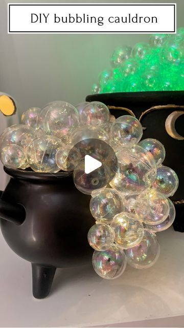 Kelly Oester - your new DIY mom friend on Instagram: "DIY bubbling cauldron   You need color changing lights for your bubbling cauldrons! 😍 Was it the right decision to paint the frogs!?   ✨Comment "DIY" and I'll send links to everything you see here!✨ You must be following to receive links ❤️  OC of DIY bubbling cauldron : @apieceofmyhaven   #diy #spookyseason #bubblingcauldron" Bubble Bath Pumpkin Decorating, Fake Bubbles For Props Diy, Holloween Decore Idea Front Porch Diy, Dollar Tree Cauldron, Halloween Cauldron Ideas Diy, Bubble Couldren Halloween, Cauldron Door Decoration, Caldron Bubble Diy, Diy Witch Cauldron Bubbles