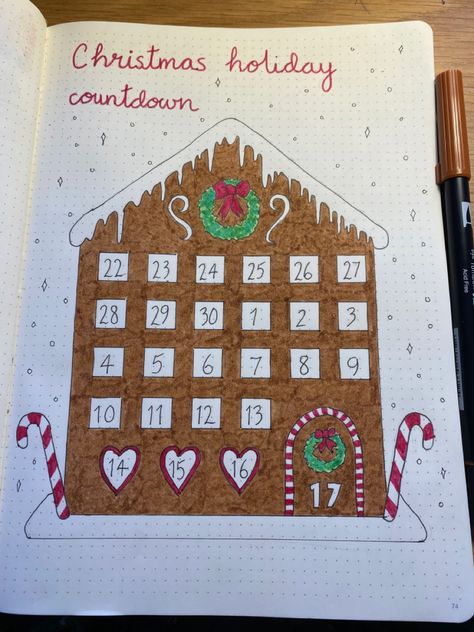 Diy Xmas Countdown Calendar, Christmas Countdown Garland, Xmas Journal Ideas, Countdown Christmas Ideas, Christmas Countdown Drawing, Paper Chain Christmas Countdown, Cute Christmas Countdown Ideas, Countdown To Christmas Ideas, Christmas Countdown Bullet Journal