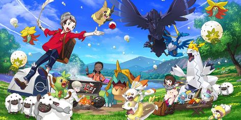 Pokémon Sword and Pokémon Shield, Made by GAME FREAK, are the next generation of Pokémon RPGs for the Nintendo Switch Platform. The action is place in Galar, a grand place with several environments--idyllic countryside, modern towns, dense woods, and craggy, snow-covered mountains. Sun Pokemon, 151 Pokemon, Wild Pokemon, Mega Evolution, Shiny Pokemon, Team Rocket, Nintendo Switch Games, Star Wars Jedi, All Pokemon