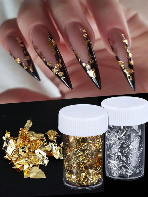 2 Bottles Holographic Nail Foil Flakes Gold Silver Metallic Glitter Sequins Irregular Aluminum Gold Foils Paper Nail Accessories DIY Charms Manicure Decoration Multicolor    PET     Nail,Hand & Foot Care, size features are:Bust: ,Length: ,Sleeve Length: Gold Paper Nails, Nail Foil, Chrome Nail Powder, Gold Foil Paper, Pigment Powder, Foil Paper, Foil Nails, Holographic Nails, Gold Paper