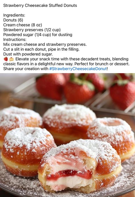 Strawberry Recipes Dessert, Cute Baking Recipes, Cute Food Recipes, Creamy Dessert Recipes, Dessert Hacks, Baked Good, Easy Baking Recipes Desserts, Yummy Comfort Food, Tasty Baking