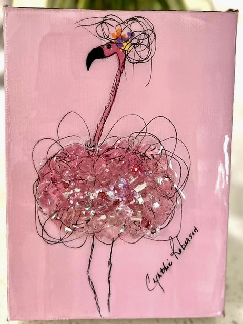 Resin Glass Art, Fused Glass Flamingo, Flamingo Jewelry Art, Sea Glass Flamingo, Flamingo Sea Glass Art, Fused Glass Pink Flamingo, Resin Art Canvas, Smash Glass, Sea Glass Diy