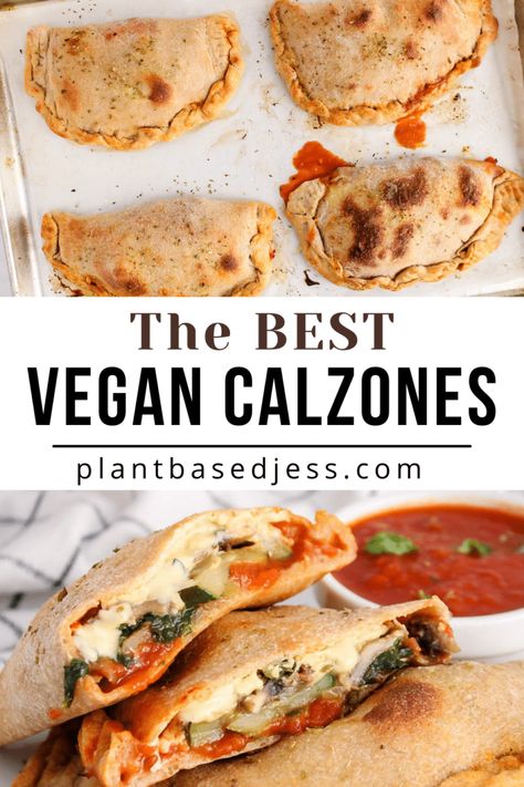 Mini Calzones Recipes, Vegan Calzone, Homemade Vegan Cheese, Mini Calzones, Pizza Vegana, Makanan Diet, Vegan Appetizers, Vegan Pizza, Best Vegan Recipes