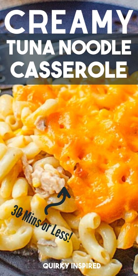 4 Ingredients Comfort Food in less than 30 minutes. Delicious tuna casserole recipe. #tuna #tunacasserole #cheesy #comfortfood Tunafish Casserole, Tuna Macaroni Casserole, Creamy Tuna Noodle Casserole, Tuna Pasta Casserole, Cheesy Tuna Noodle Casserole, Tuna Noodles, Tuna Noodle Casserole Easy, Casserole With Corn, Easy Tuna Recipes