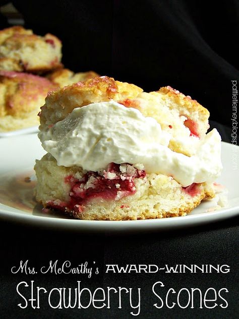 Father Brown ans will appreciate this recipe: Mrs. McCarthy’s Award-Winning Strawberry Scones. Father Brown, Strawberry Scones, Savory Cakes, Scone Recipe, British Food, Savoury Cake, Strawberry Recipes, Keto Dessert, Clean Eating Snacks