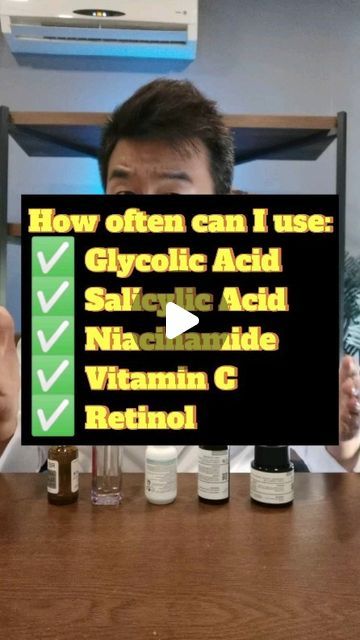 Dr Lim Ing Kien | Dermatology on Instagram: "How often can I use my active ingredients?  Today I touch on the 5 most common active ingredients: ° Glycolic Acid ° Salicylic acid ° Niacinamide  ° Vitamin C ° Retinol" Skin Care Combinations, How To Use Glycolic Acid, Skincare Acids, Salicylic Acid And Niacinamide, Vitamin C Retinol, Dermatological Skin Care, Kojic Acid, Glycolic Acid, Dermatology